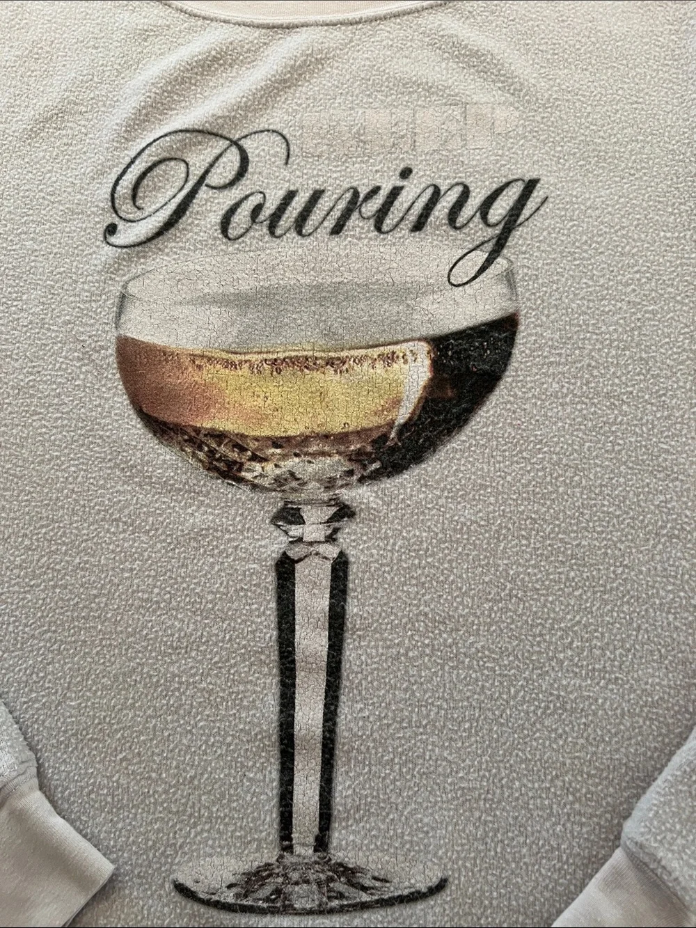 Wildfox Pouring Graphic Long-Sleeve Top With Wine Glass graphic Size L